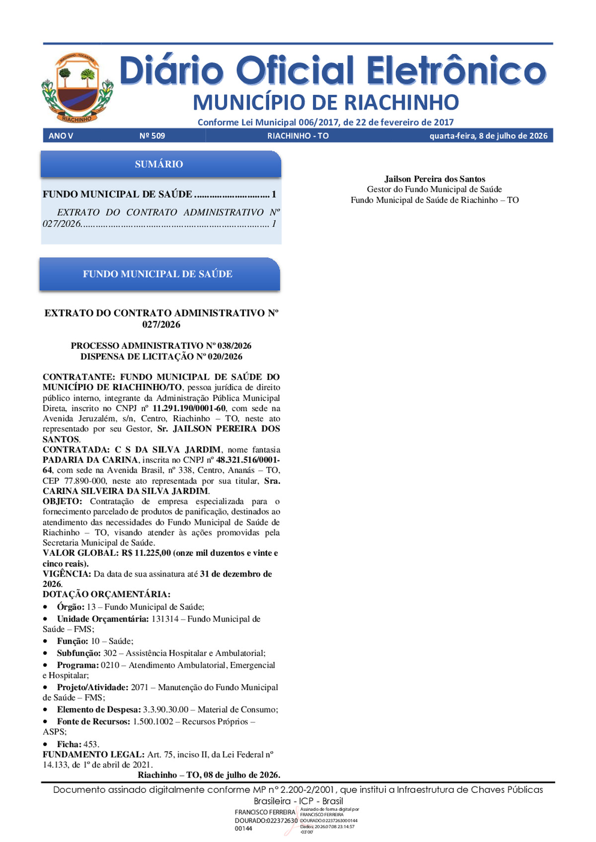 Diário Oficial N° 509