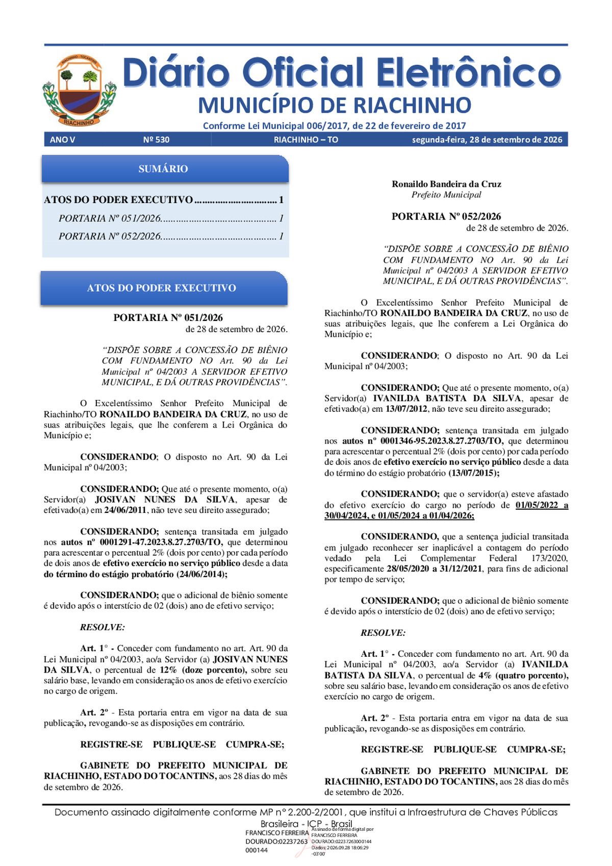 Diário Oficial N° 530