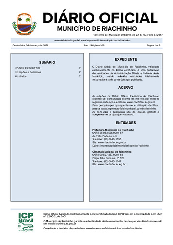 Diário Oficial - Edição 006/2021