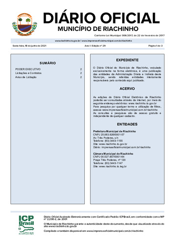 Diário Oficial - Edição 029/2021