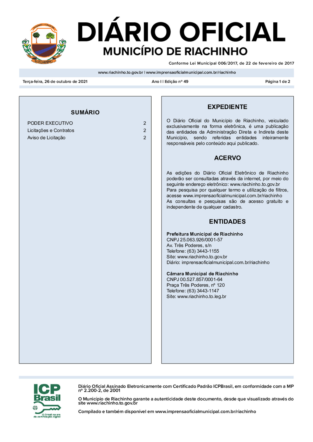 Diário Oficial - Edição 049/2021