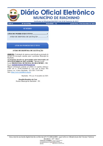 Diário Oficial - Edição 414-EX