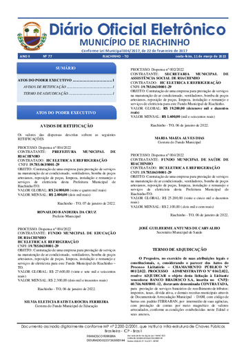Diário Oficial - Edição 077