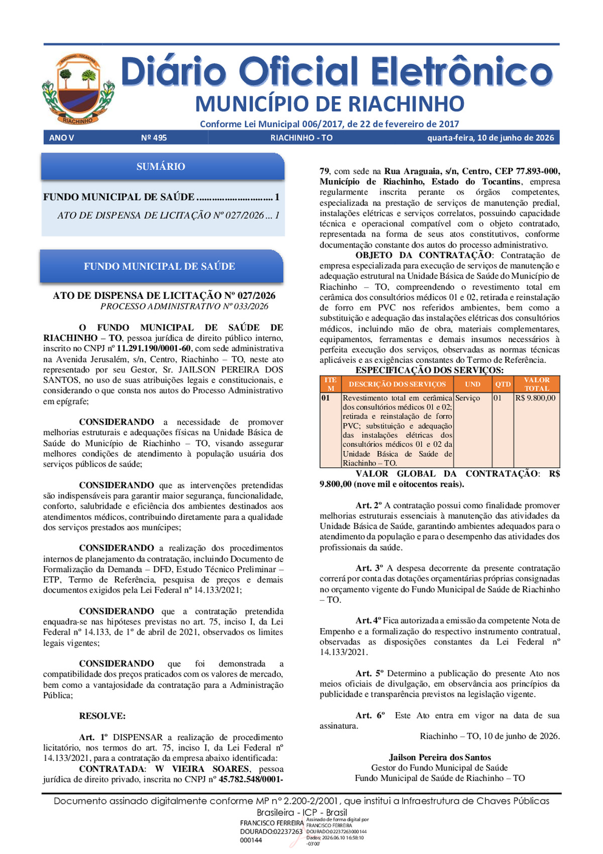 Diário Oficial N° 495