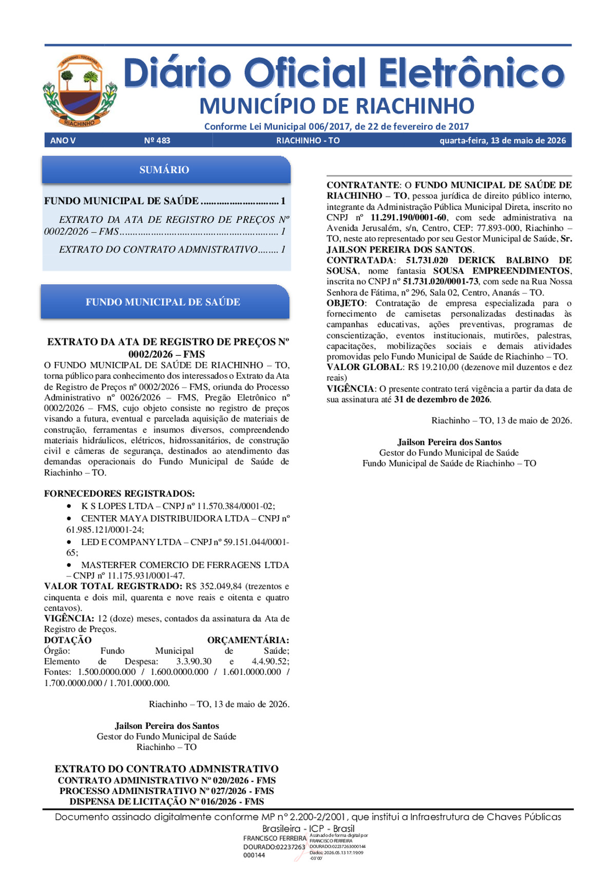 Diário Oficial N° 483