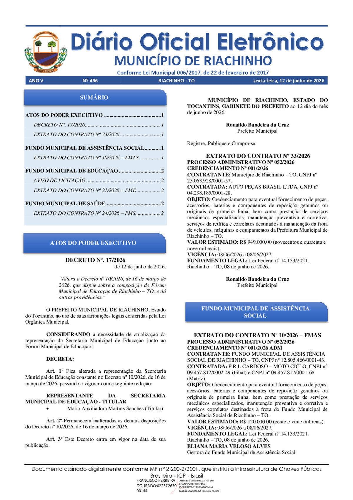 Diário Oficial N° 496