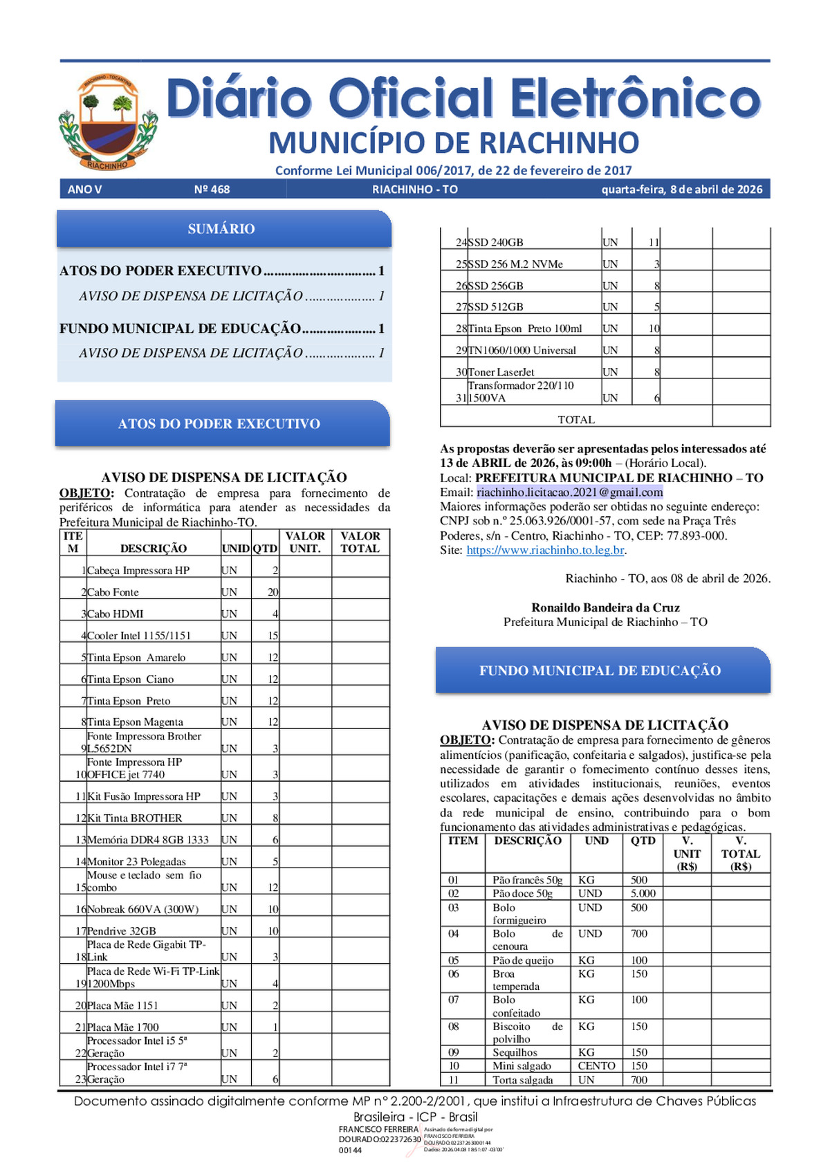 Diário Oficial N° 468