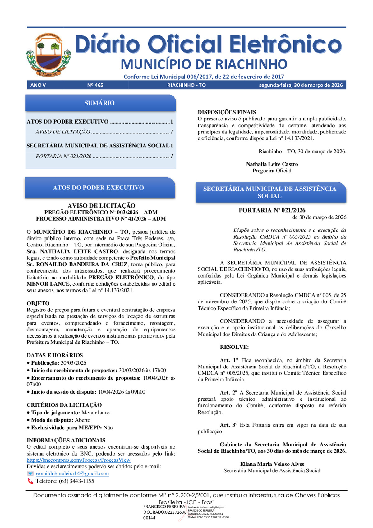 Diário Oficial N° 465