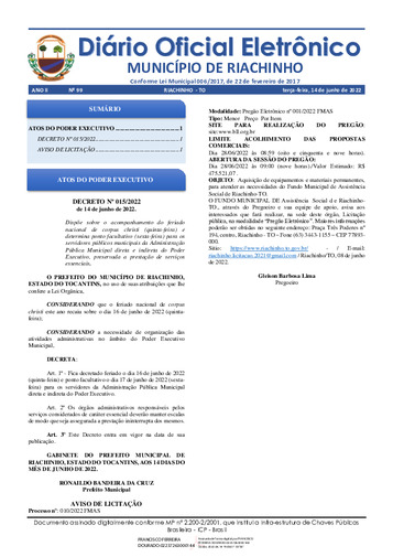 Diário Oficial - Edição 099