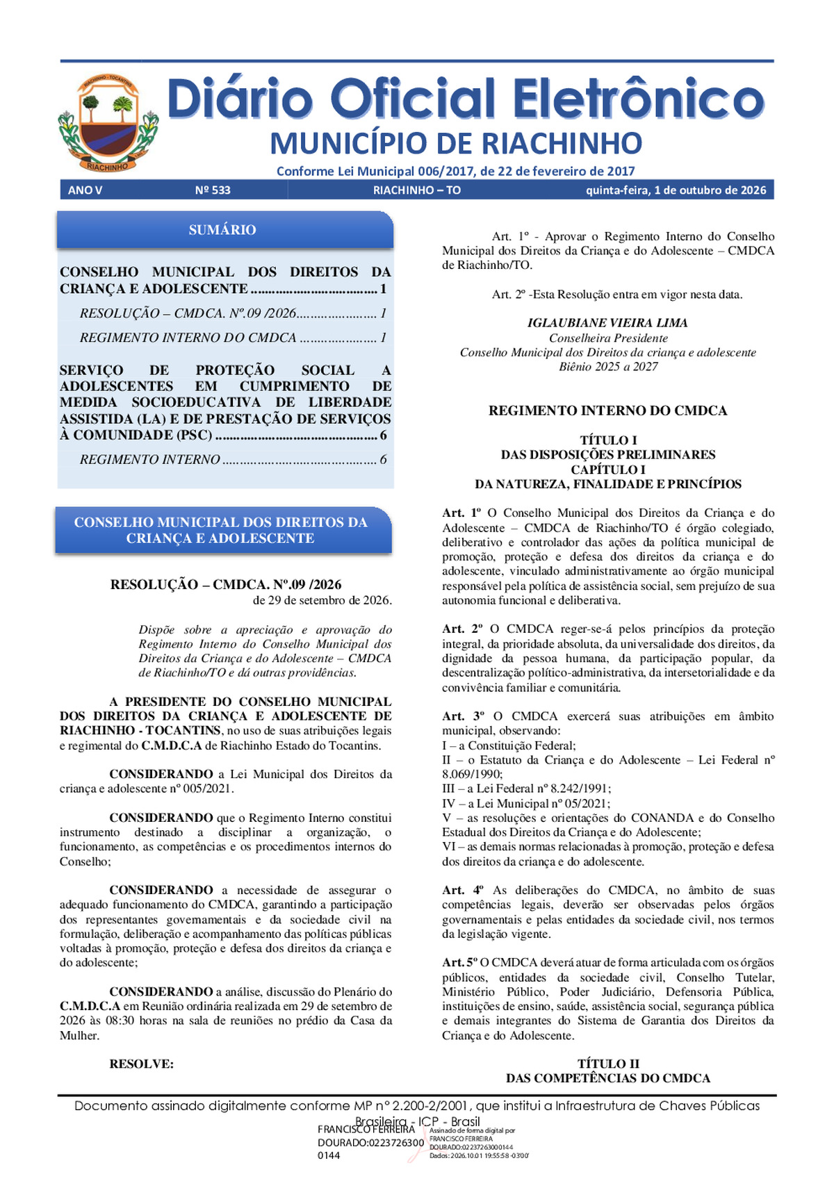 Diário Oficial N° 533