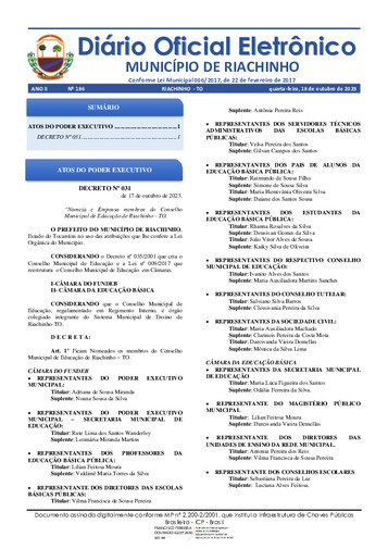 Diário Oficial - Edição 186