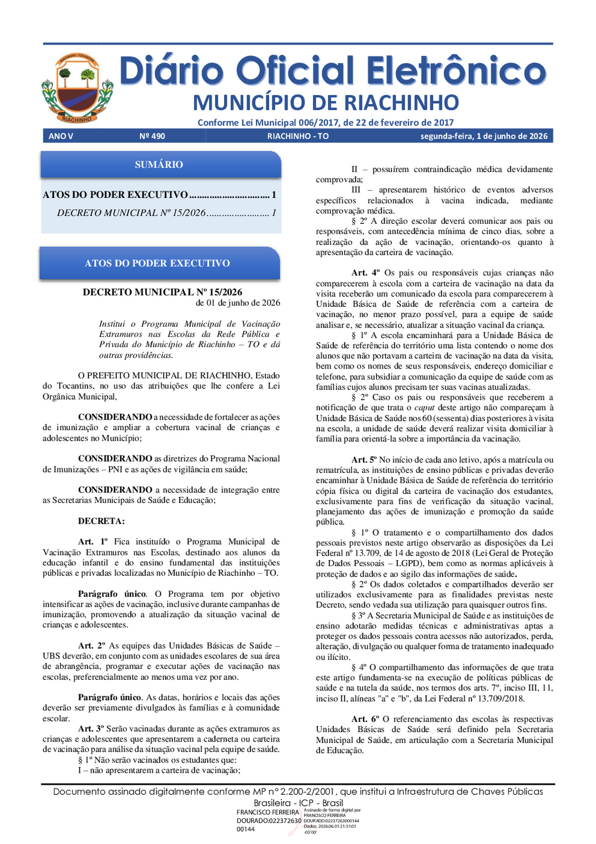 Diário Oficial - Edição 490