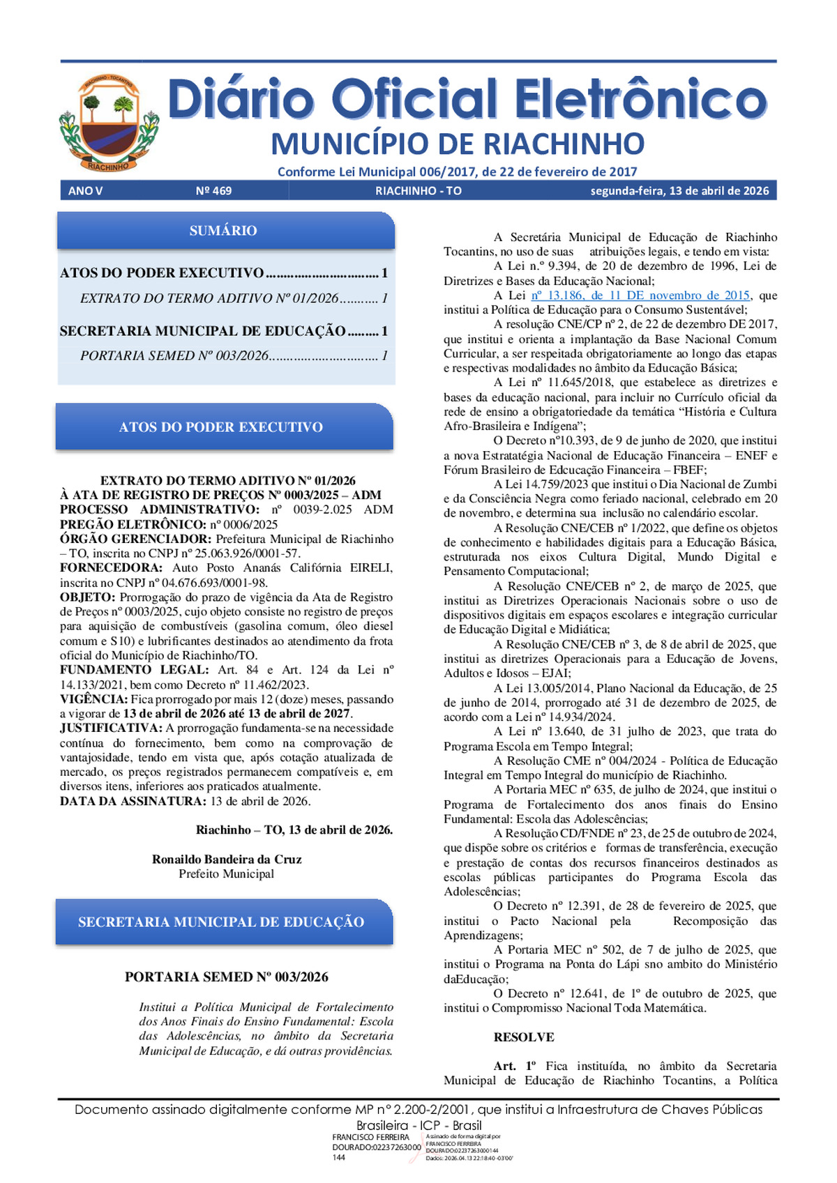 Diário Oficial N° 469
