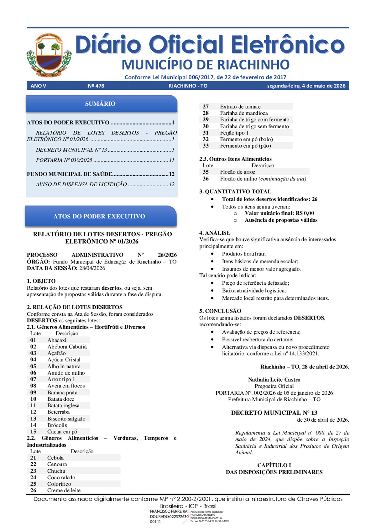 Diário Oficial N° 478