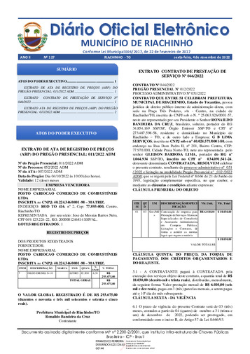 Diário Oficial - Edição 127