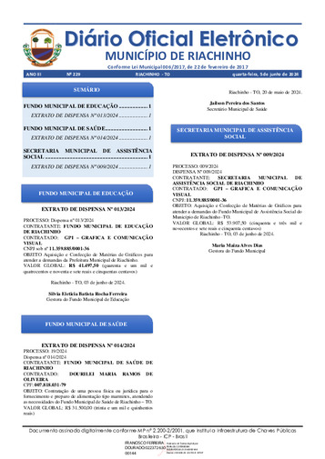 Diário Oficial - Edição 229