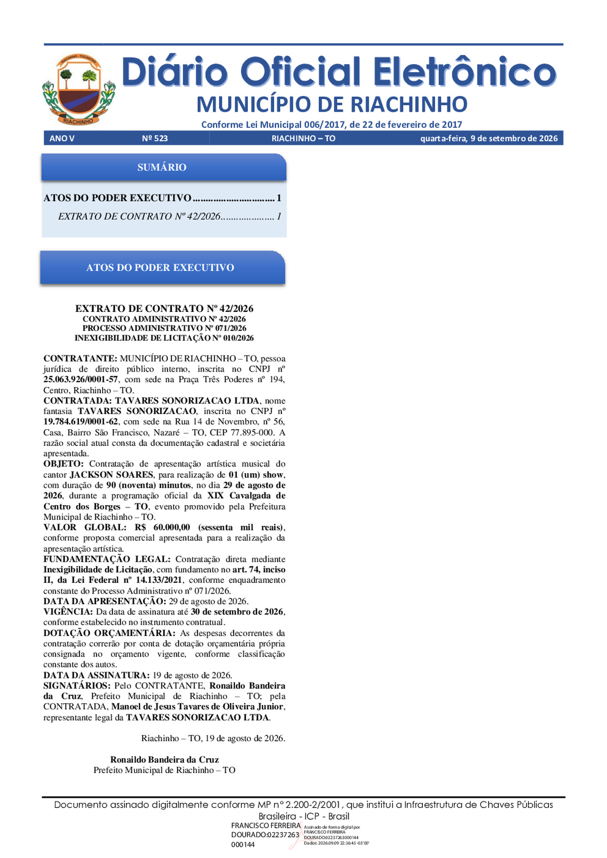 Diário Oficial N° 523