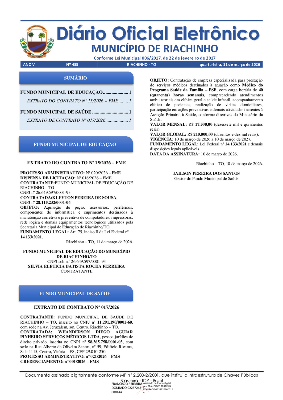 Diário Oficial N° 455