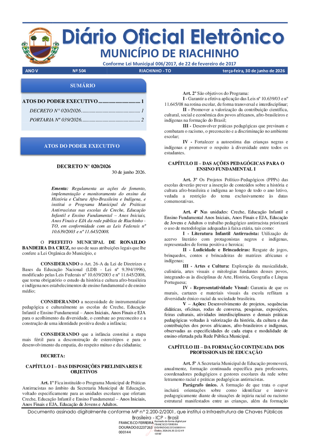 Diário Oficial N° 504