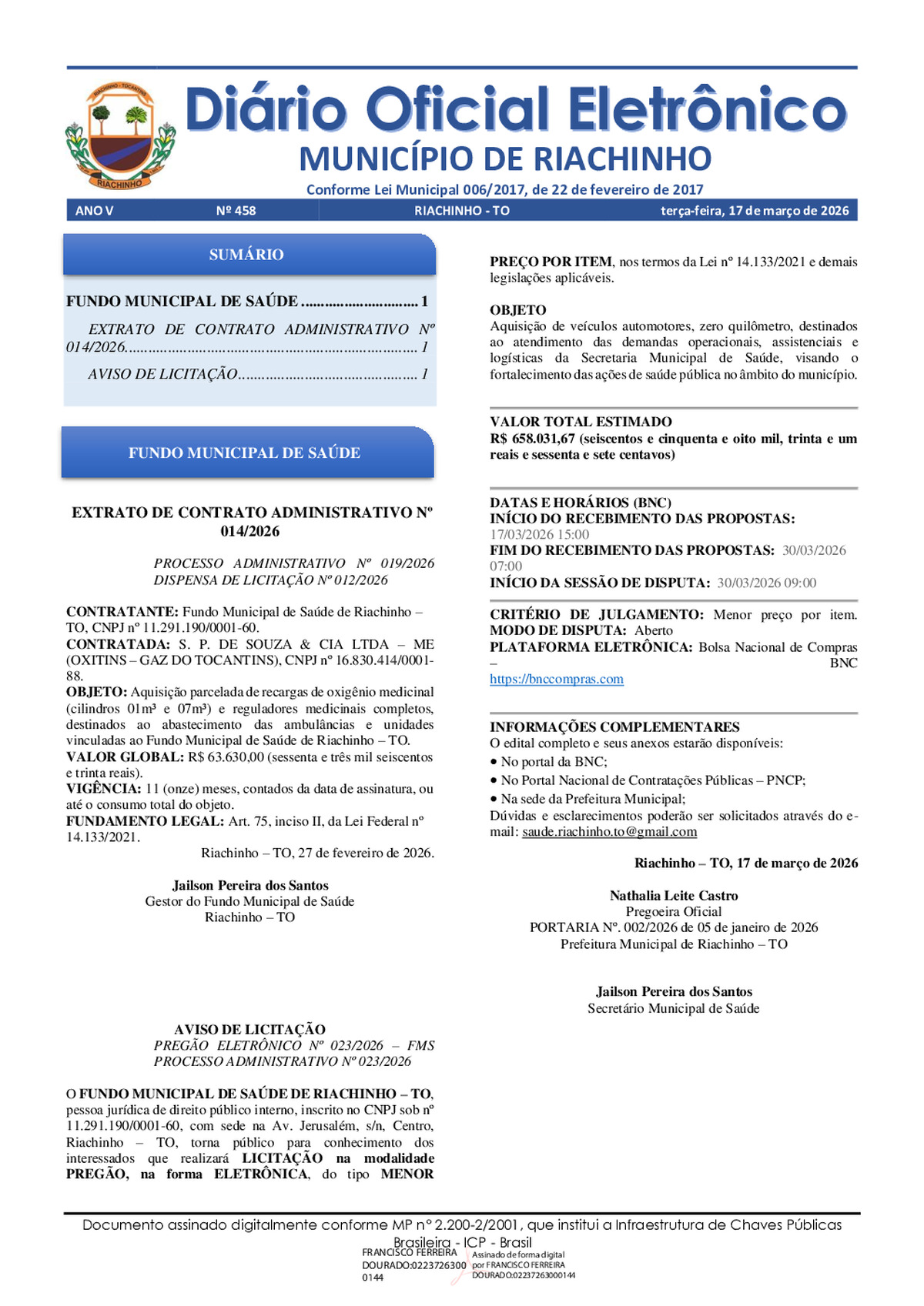 Diário Oficial - Edição 458