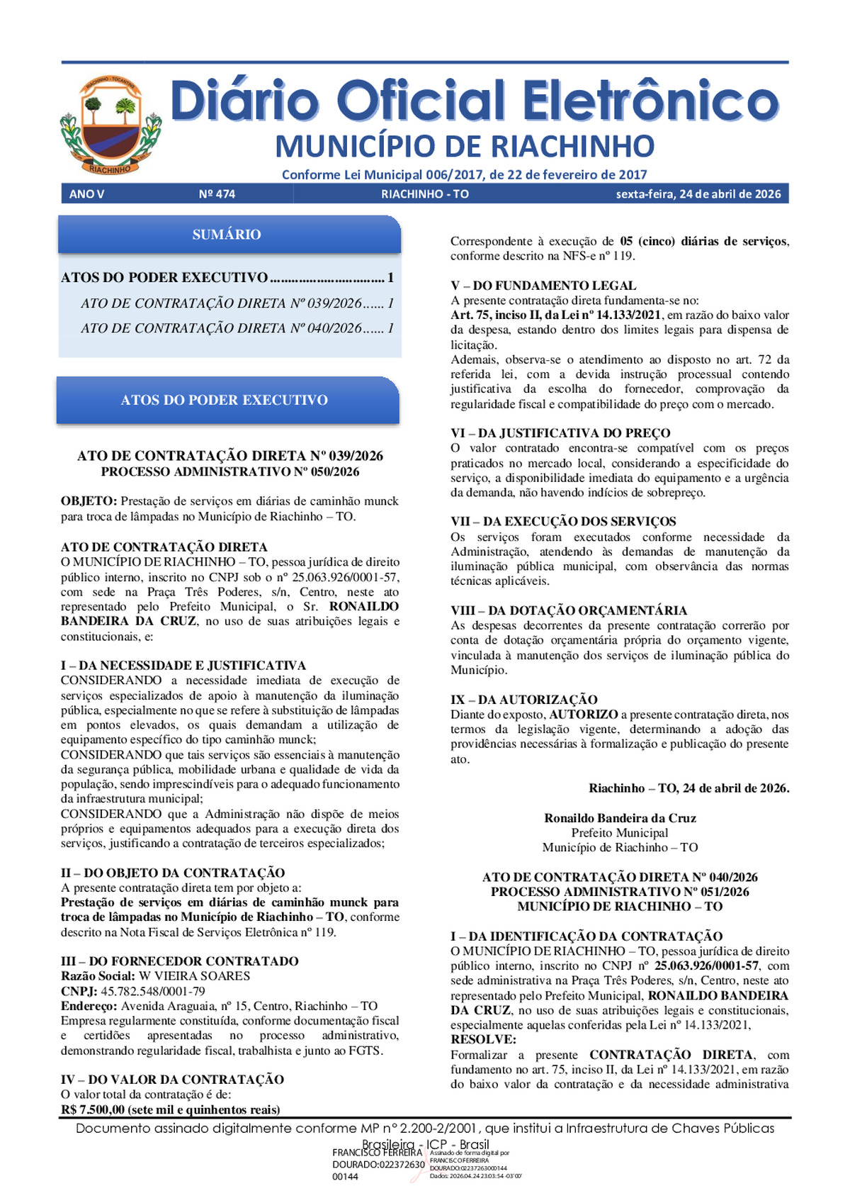 Diário Oficial N° 474