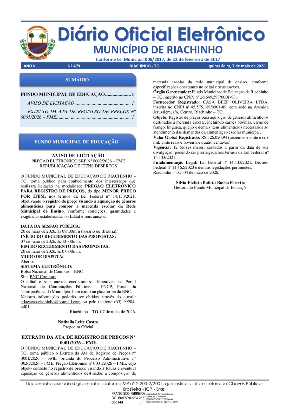 Diário Oficial N° 479