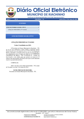 Diário Oficial - Edição 079